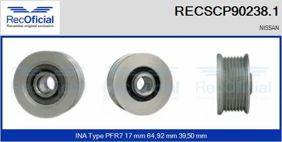 Belt Pulley, alternator (RECSCP90238.1)