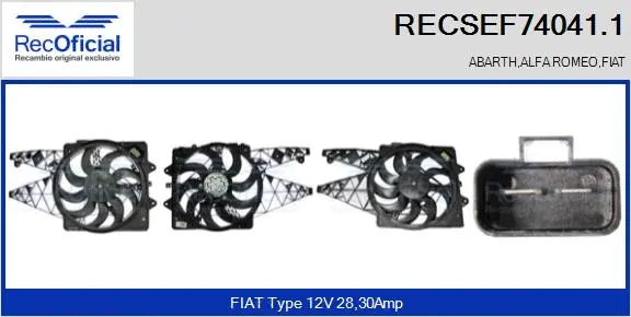 Electric Motor, radiator fan (RECSEF74041.1)