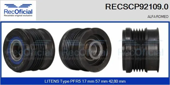 Belt Pulley, alternator (RECSCP92109.0)