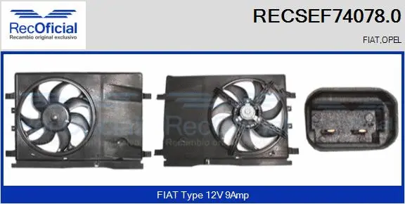 Electric Motor, radiator fan (RECSEF74078.0)