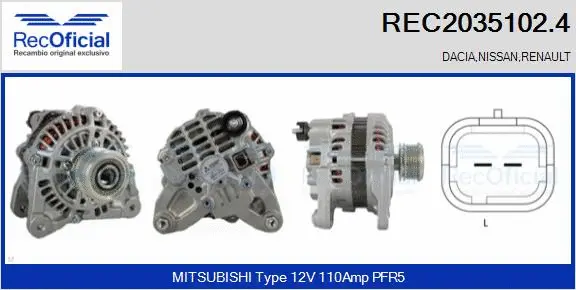 Alternator (REC2035102.4)