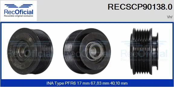 Belt Pulley, alternator (RECSCP90138.0)