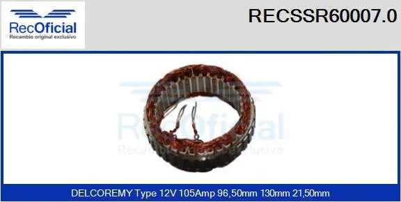 Stator, alternator (RECSSR60007.0)