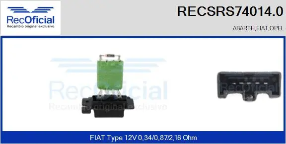 Resistor, interior blower (RECSRS74014.0)