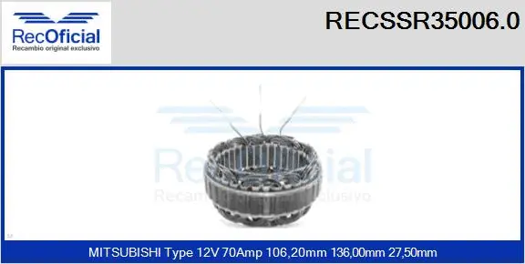 Stator, alternator (RECSSR35006.0)