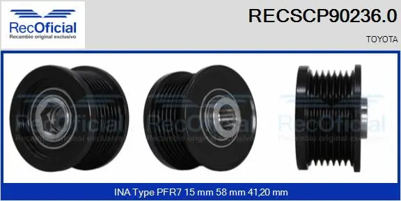 Belt Pulley, alternator (RECSCP90236.0)