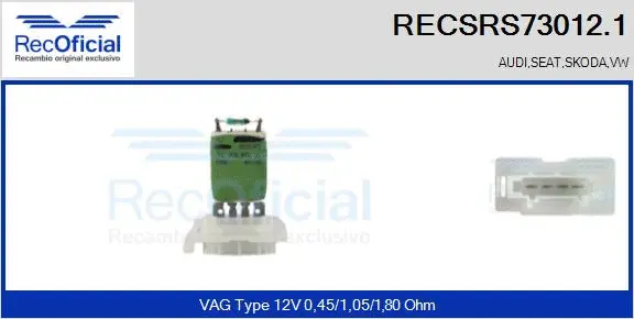 Resistor, interior blower (RECSRS73012.1)