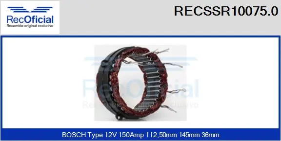Stator, alternator (RECSSR10075.0)
