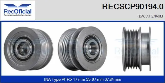 Belt Pulley, alternator (RECSCP90194.0)