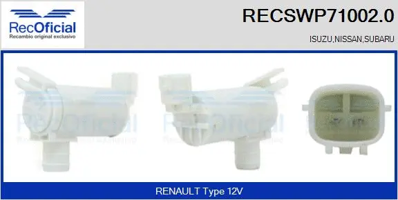 Washer Fluid Pump, window cleaning (RECSWP71002.0)