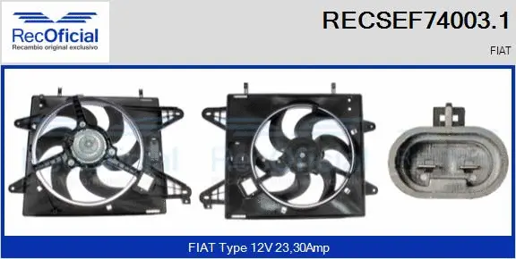 Electric Motor, radiator fan (RECSEF74003.1)