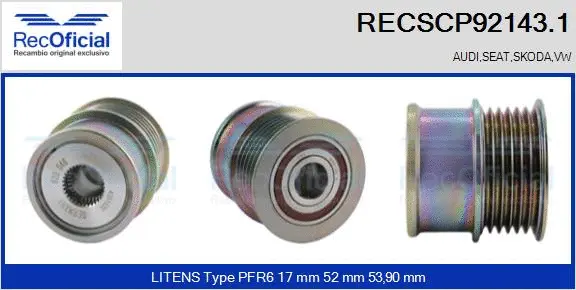 Belt Pulley, alternator (RECSCP92143.1)