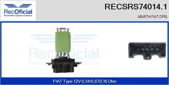 Resistor, interior blower (RECSRS74014.1)