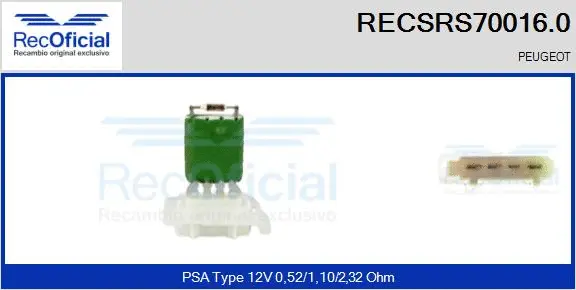 Resistor, interior blower (RECSRS70016.0)