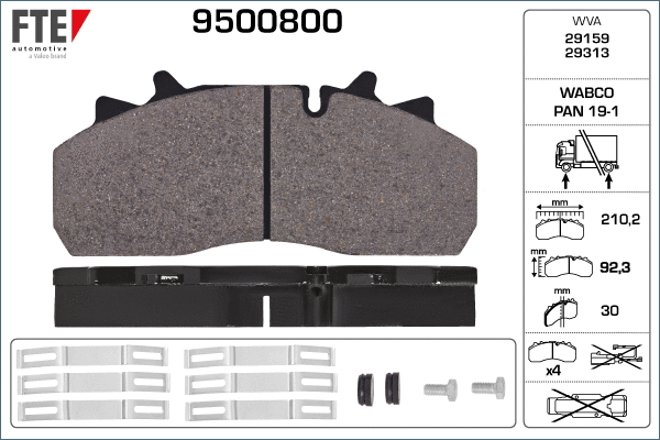Brake Pad Set, disc brake (9500800)