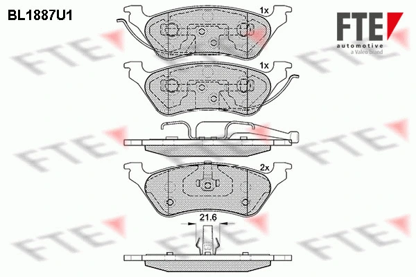 Brake Pad Set, disc brake (BL1887U1)