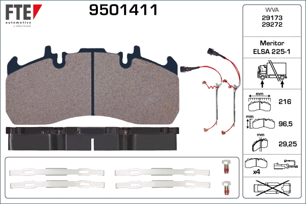 Brake Pad Set, disc brake (9501411)