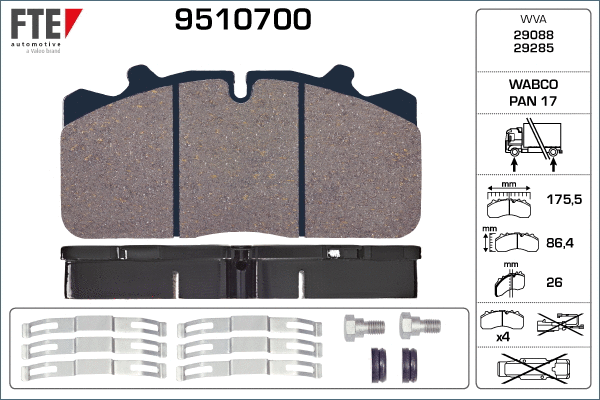Brake Pad Set, disc brake (9510700)
