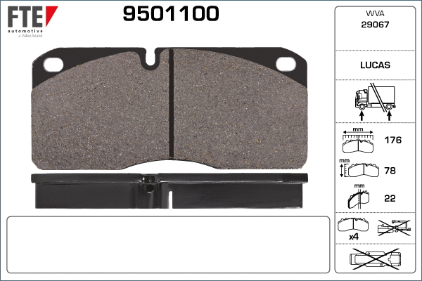 Brake Pad Set, disc brake (9501100)