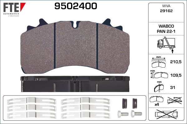 Brake Pad Set, disc brake (9502400)