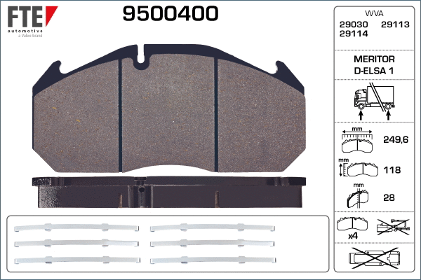 Brake Pad Set, disc brake (9500400)