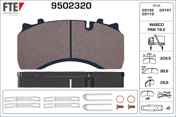 Brake Pad Set, disc brake (9502320)