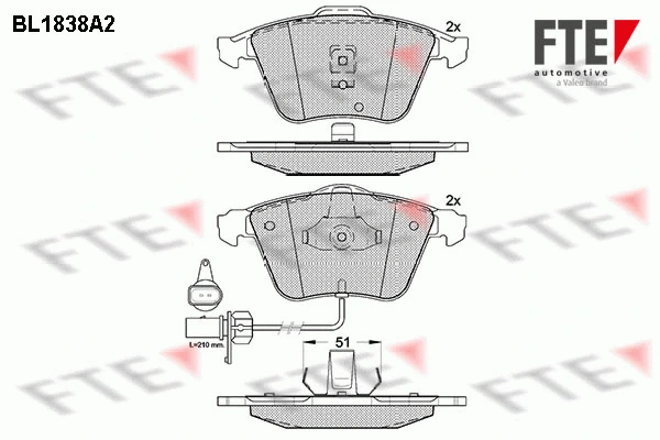 Brake Pad Set, disc brake (BL1838A2)