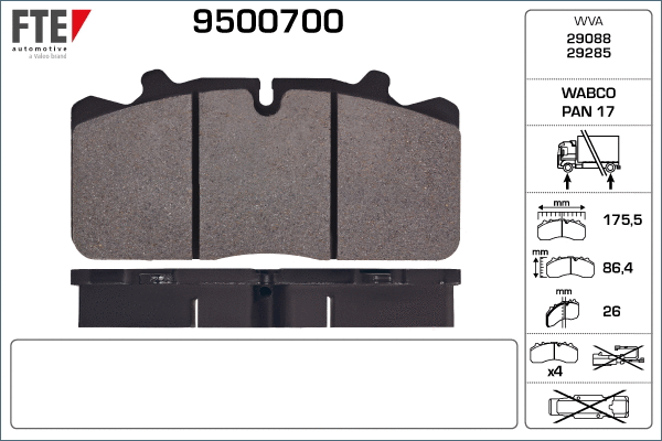 Brake Pad Set, disc brake (9500700)