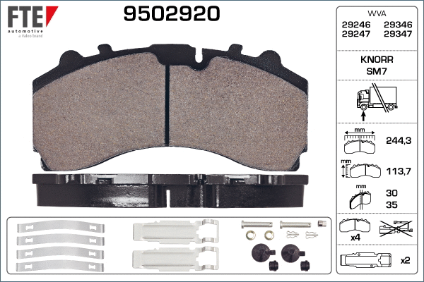 Brake Pad Set, disc brake (9502920)