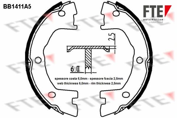 Brake Shoe Set, parking brake (BB1411A5)