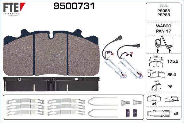 Brake Pad Set, disc brake (9500731)