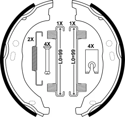 Brake Shoe Set, parking brake (BS41003)