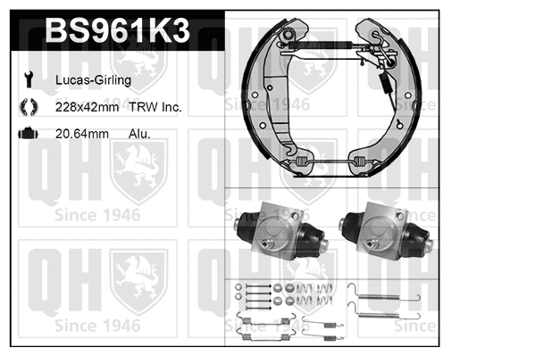 Brake Shoe Set (BS961K3)