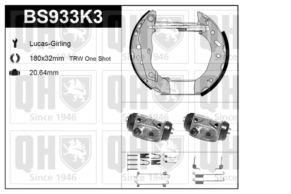 Brake Shoe Set (BS933K3)