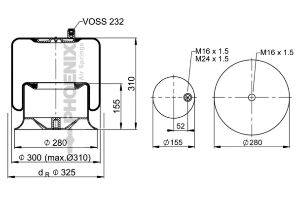 Bellow, air suspension (1 KF 24-29)