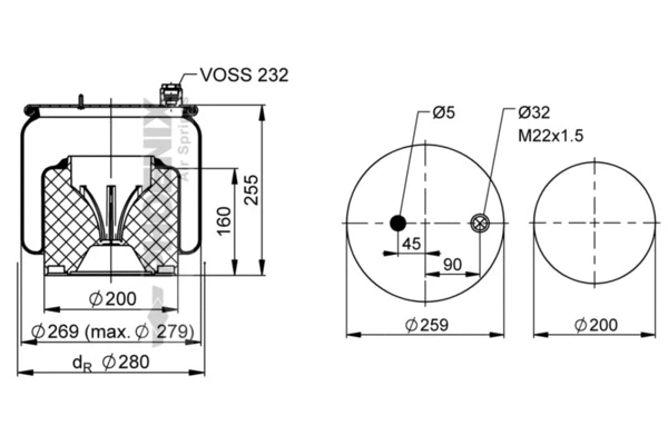 Bellow, air suspension (1 DF 16 A-1)