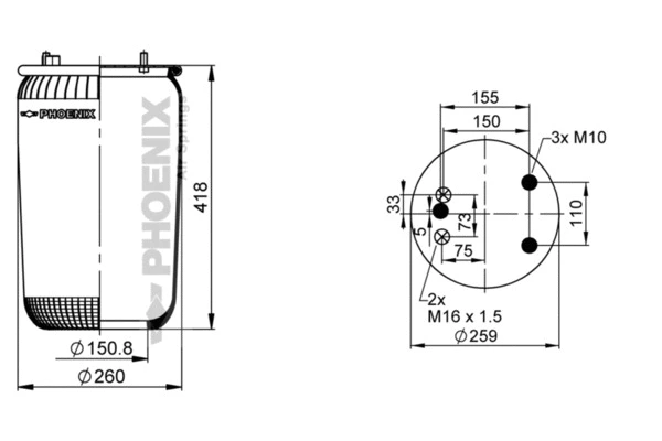 Bellow, air suspension (1 DF 25-3 NP)