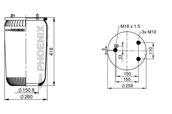 Bellow, air suspension (1 DF 25-1 NP)