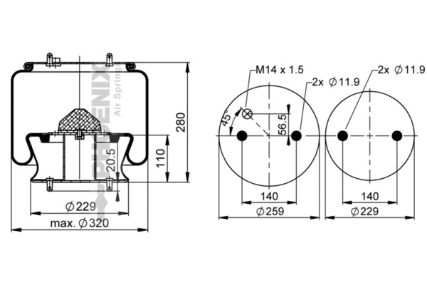Bellow, air suspension (1 DF 23 A-1)