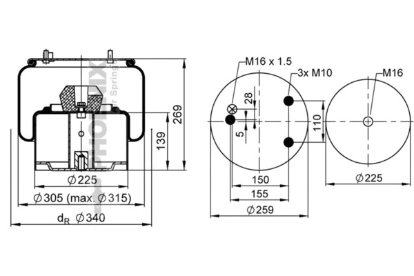 Bellow, air suspension (1 DF 25-15)