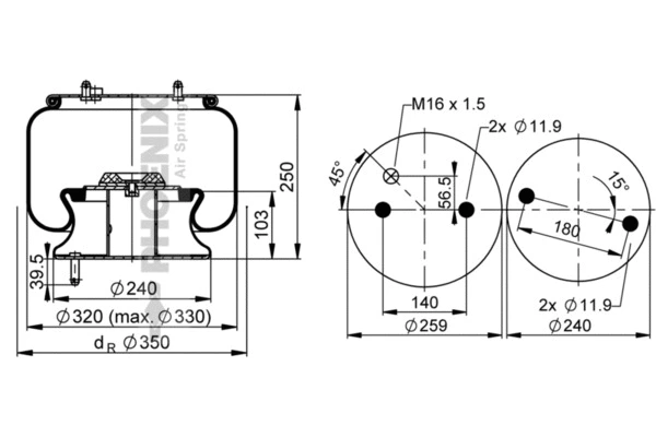 Bellow, air suspension (1 DF 23 B-4)