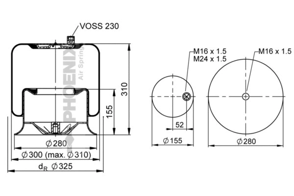 Bellow, air suspension (1 KF 24-9)