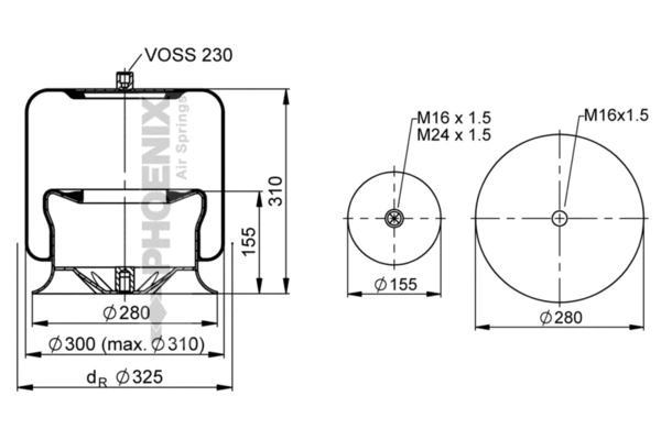 Bellow, air suspension (1 KF 24-1)