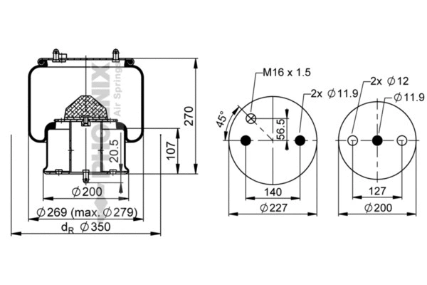 Bellow, air suspension (1 DF 23 B-5)
