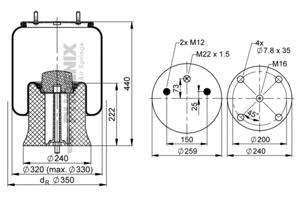 Bellow, air suspension (1 DK 22 E-14)