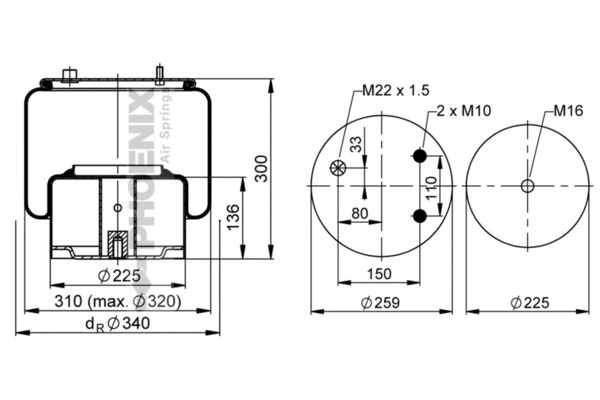 Bellow, air suspension (1 DF 23 A-4)