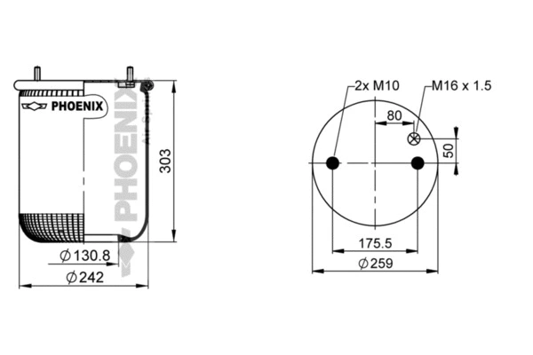 Bellow, air suspension (1 DF 25 B-1 NP)