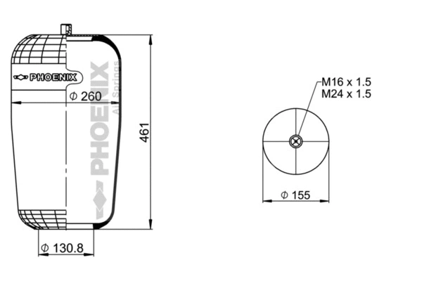 Bellow, air suspension (1 KF 24-1 NP)