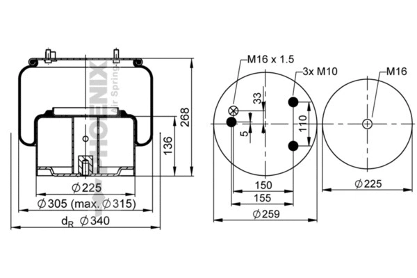 Bellow, air suspension (1 DF 25-11)