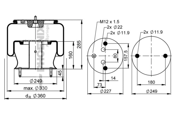 Bellow, air suspension (1 DF 23 D-1)